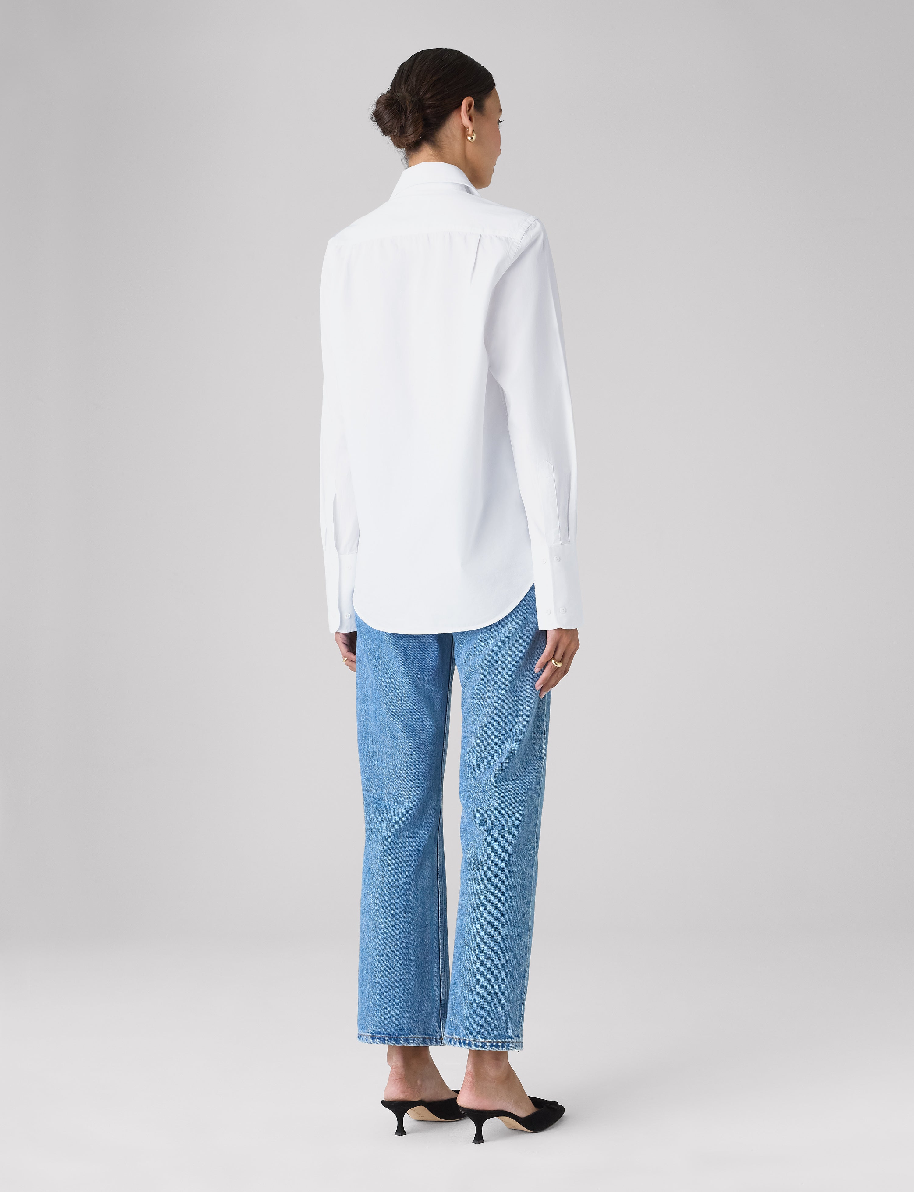 The Boyfriend Exaggerated Cuff: Fine Poplin, White