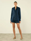 The Boxer: Linen, Navy Blue