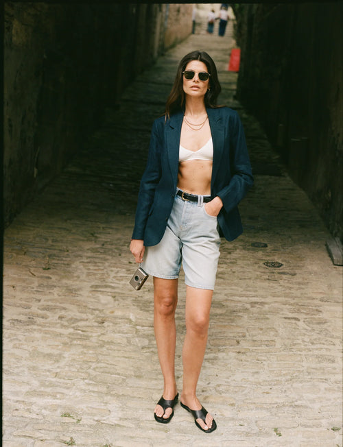Hutton Blazer: Linen, Navy Blue