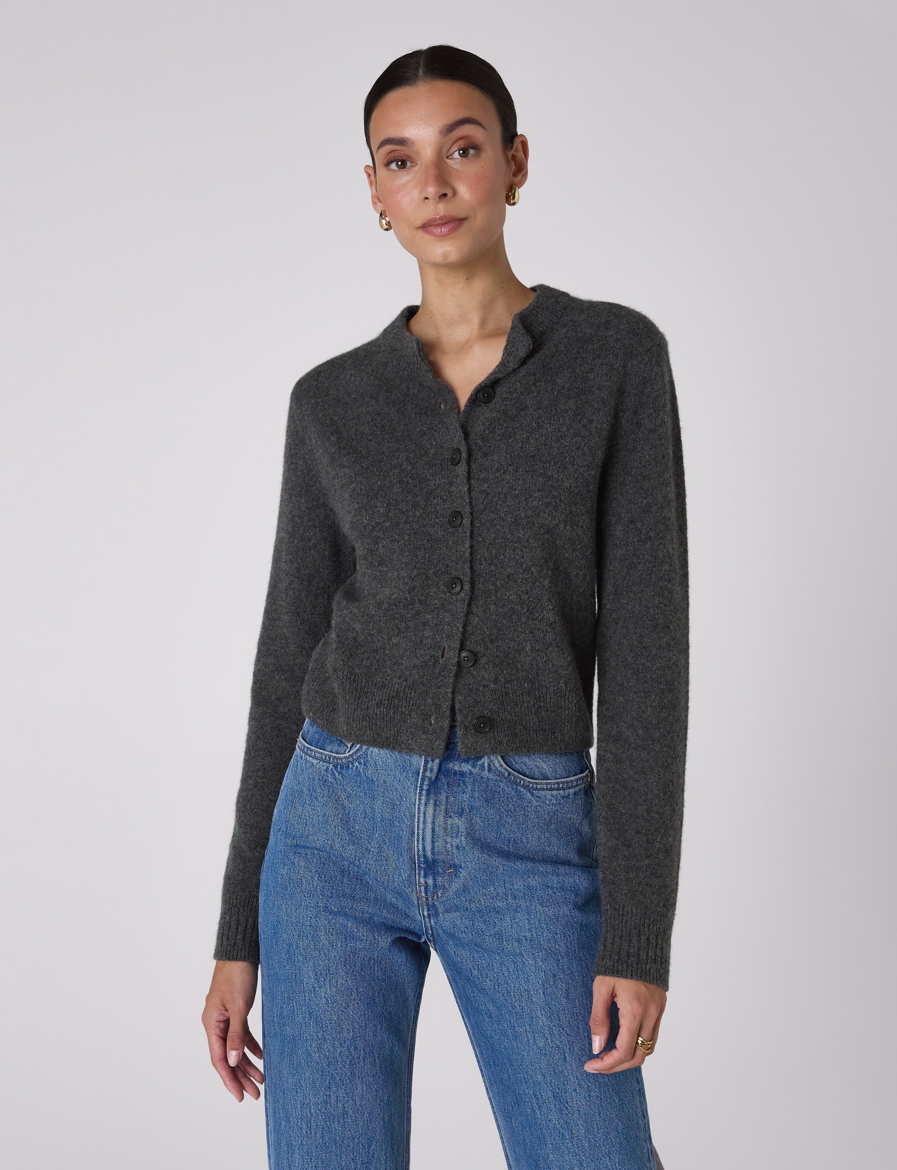 Jura Cardigan: Yak Wool, Dark Grey Melange
