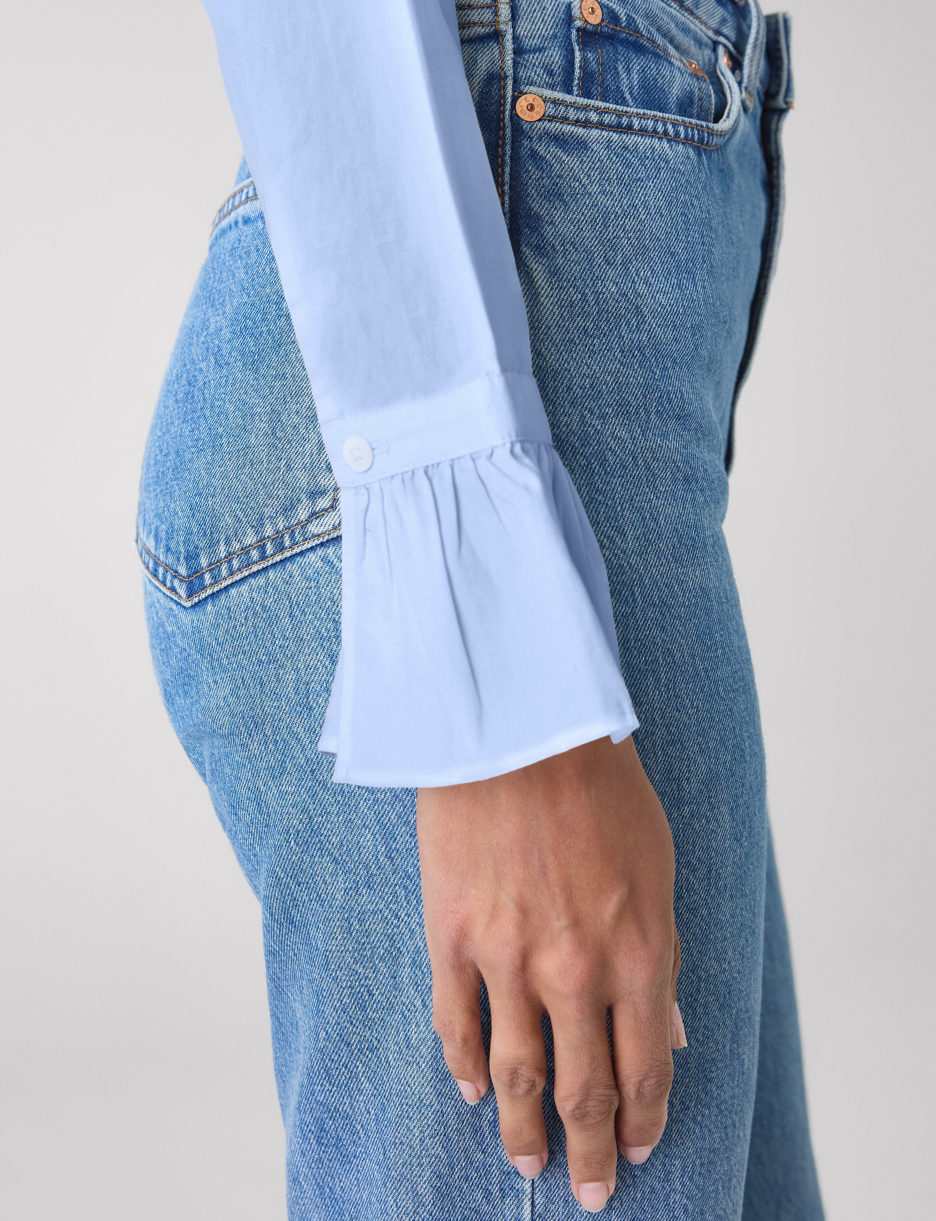 Kew Blouse: Fine Poplin, Sky Blue