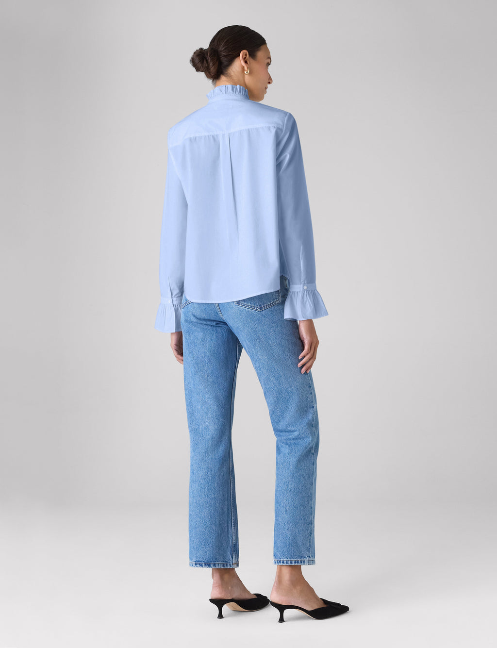 Kew Blouse: Fine Poplin, Sky Blue