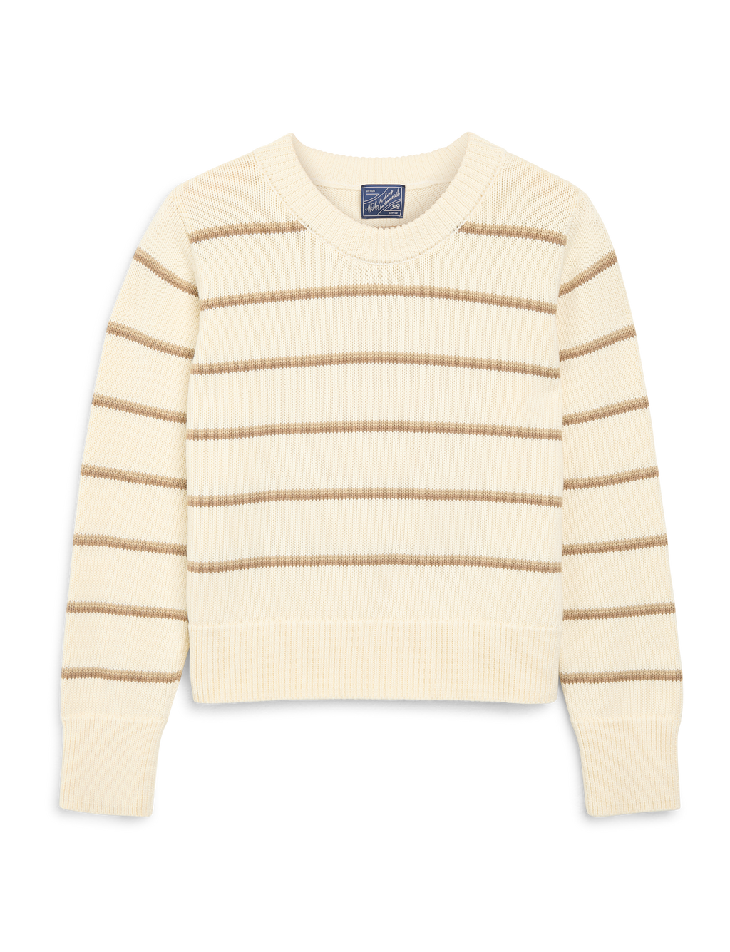 Devon Jumper: Cotton, Ecru and Latte Stripe