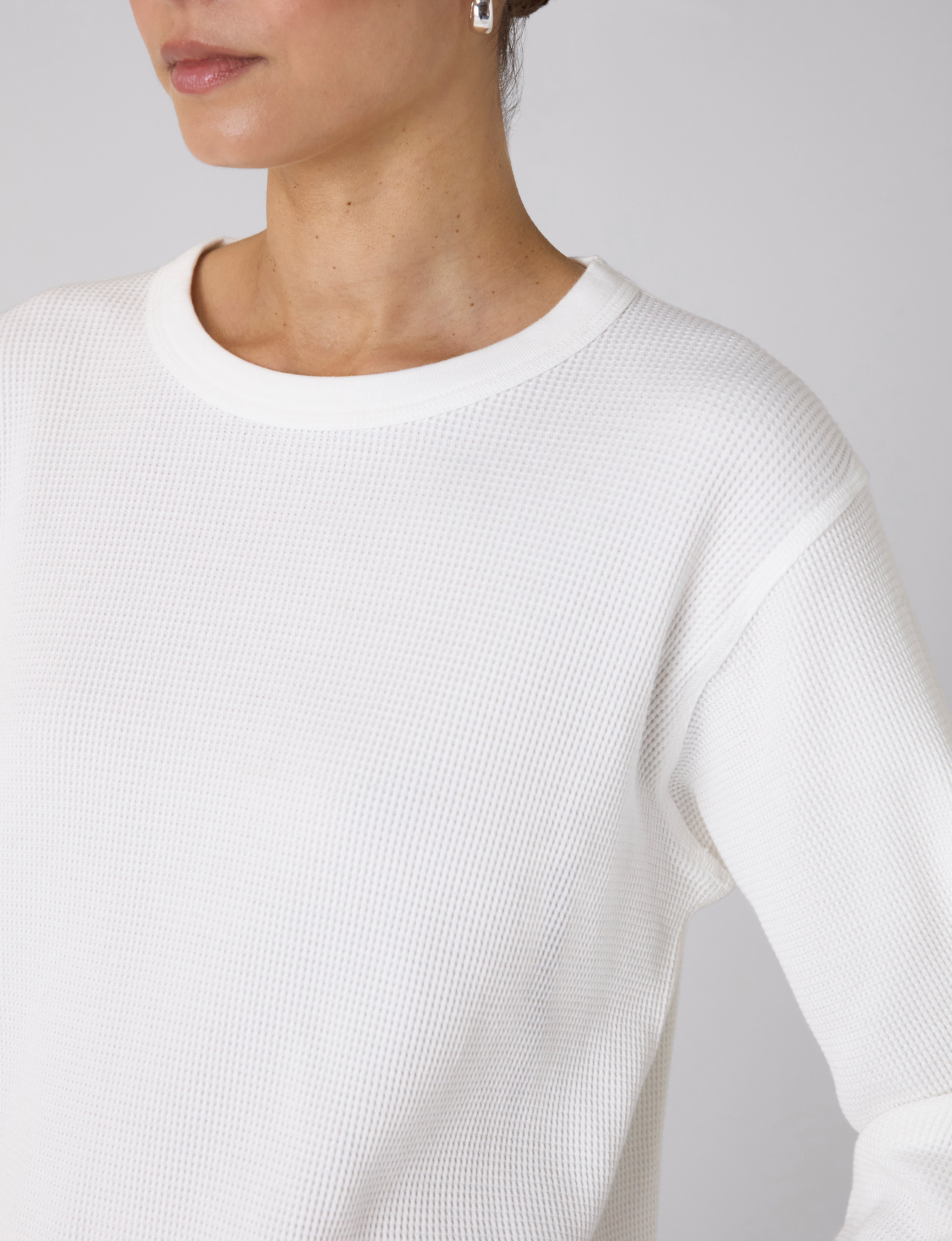 Bessette Top: Waffle Jersey, Off-White