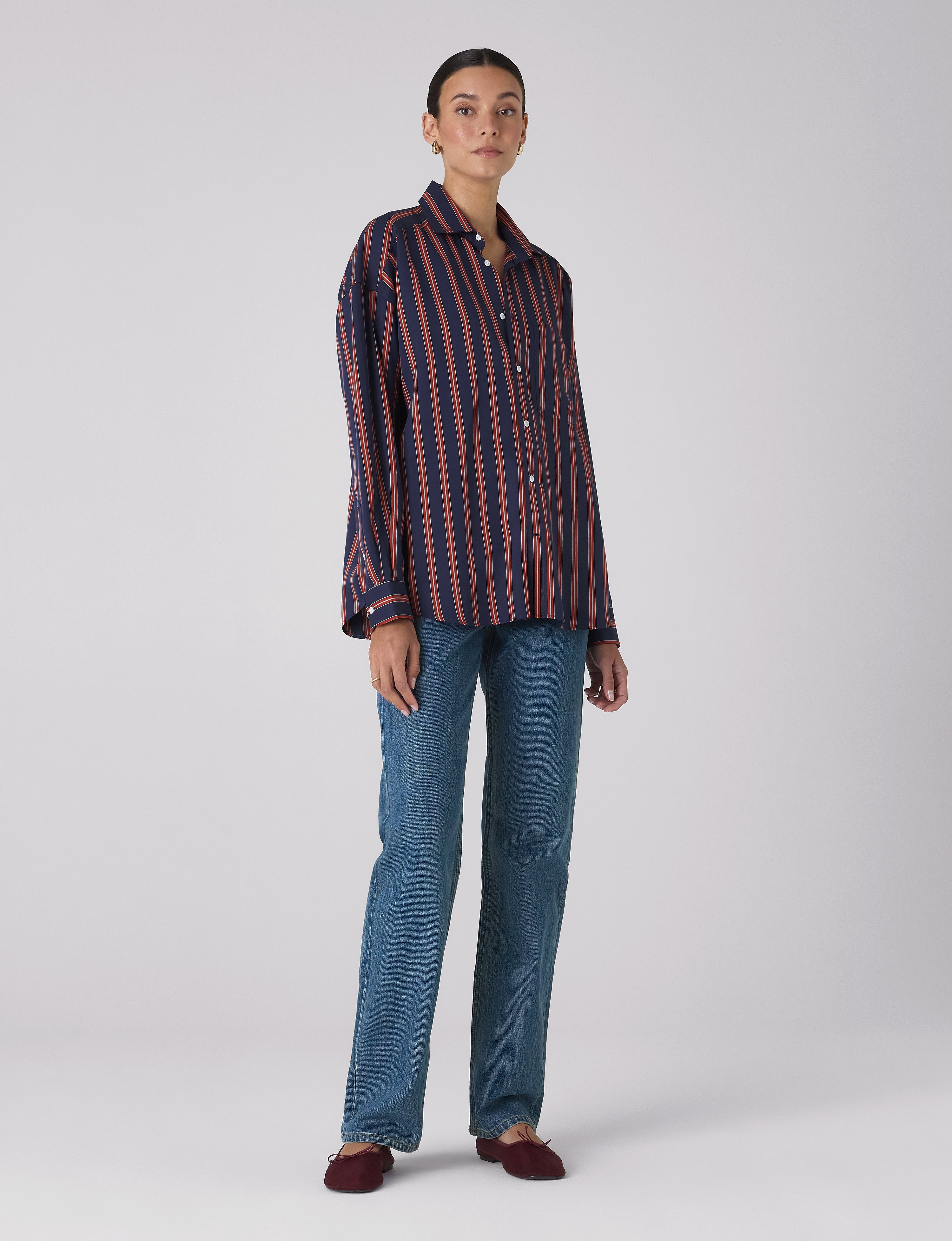 The Weekend: TENCEL™ Lyocell, Navy Blue and Red Stripe