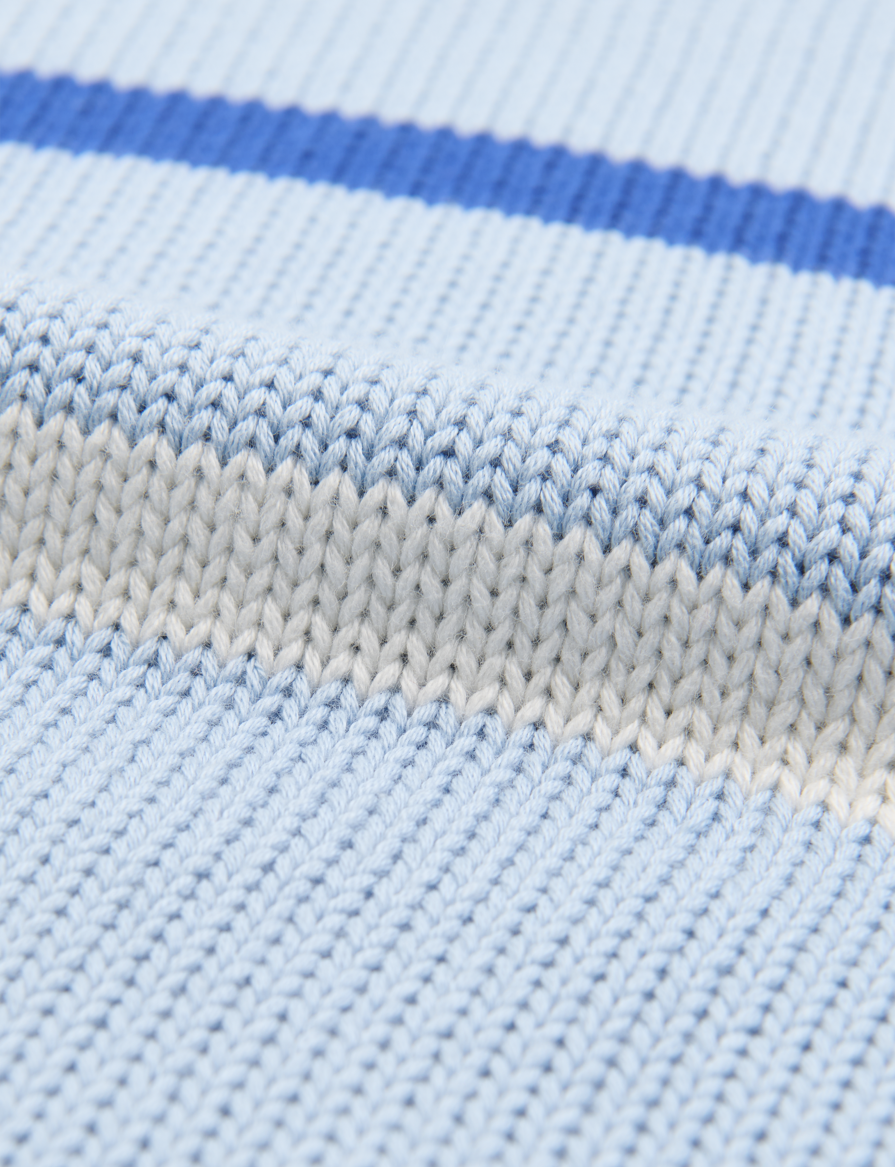 Devon Jumper: Cotton, Sky Blue and Cobalt Stripe