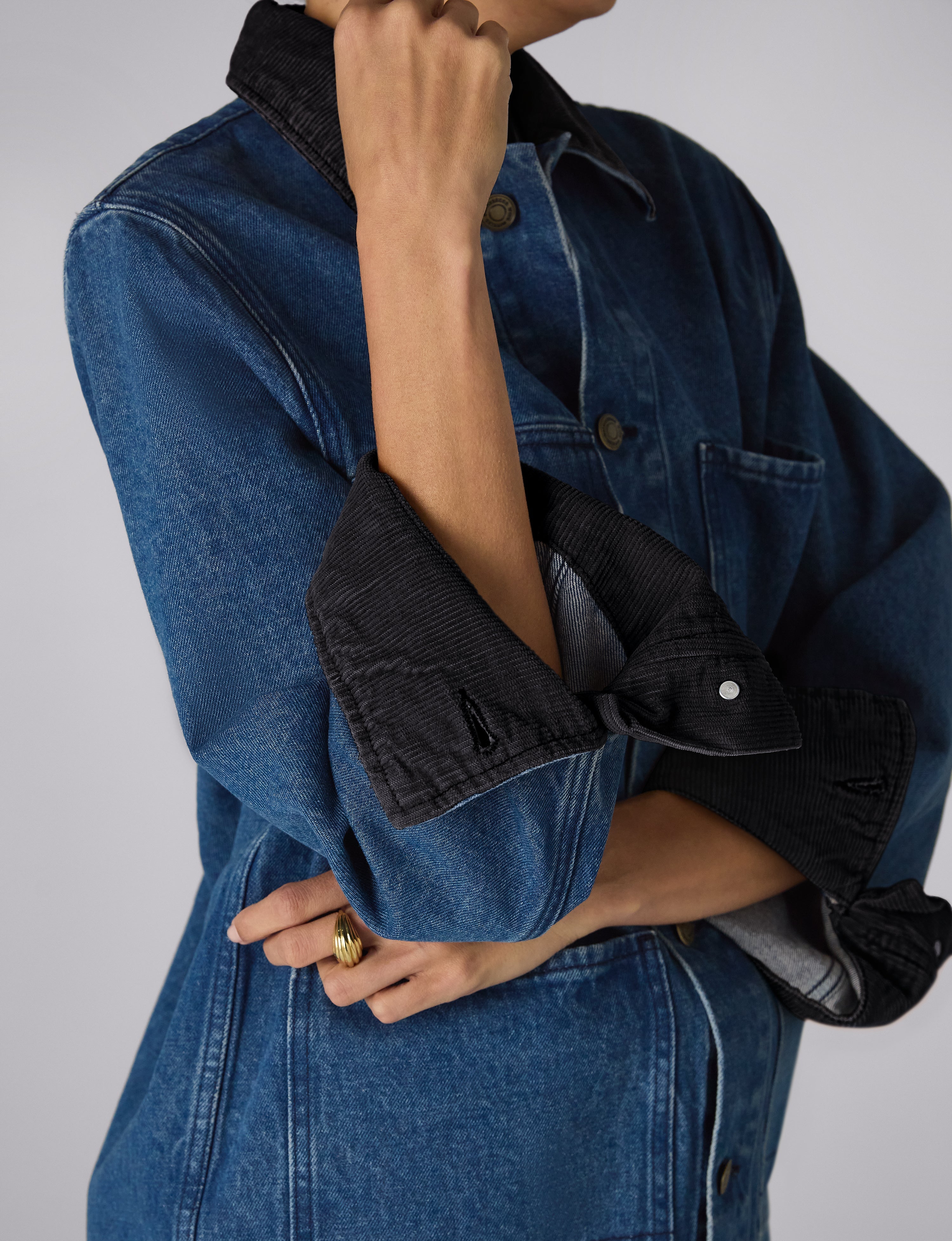 Delon Chore Jacket: Denim, Mid Blue