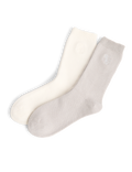 Two Pack - Crew Socks: Cotton Blend, Cream and Pebble