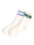 Two Pack - Crew Socks: Cotton Blend, Green Stripe and Blue Stripe