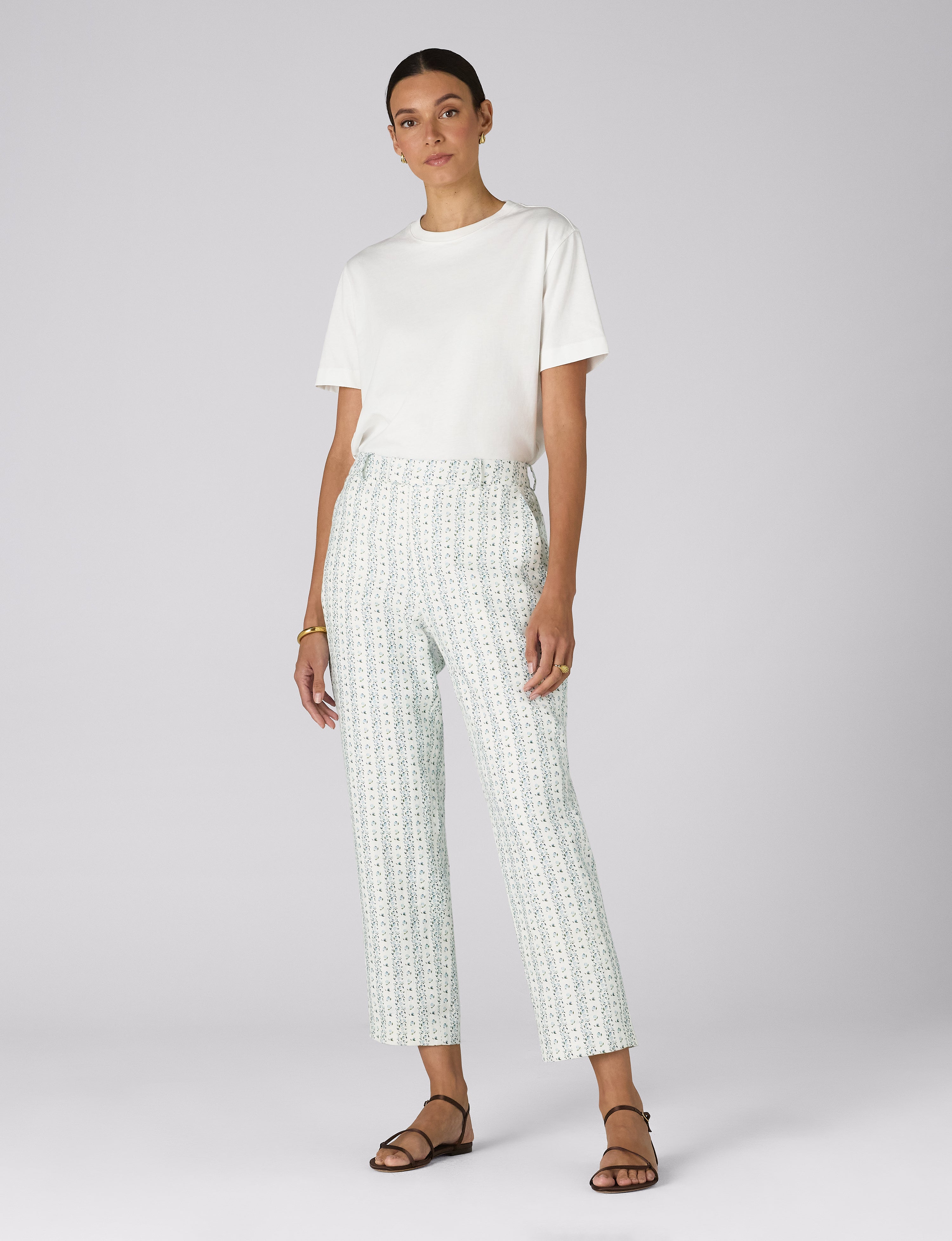 Regent Cigarette Trouser: Linen, Plum Print