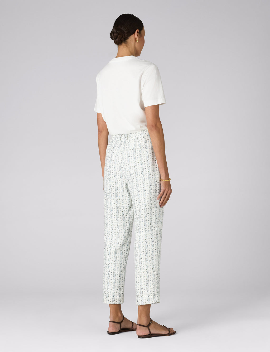 Regent Cigarette Trouser: Linen, Plum Print