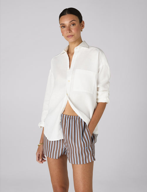 Court Short: TENCEL™ Lyocell, Mocha Multi Stripe