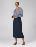Clara Skirt: Linen, Navy Blue
