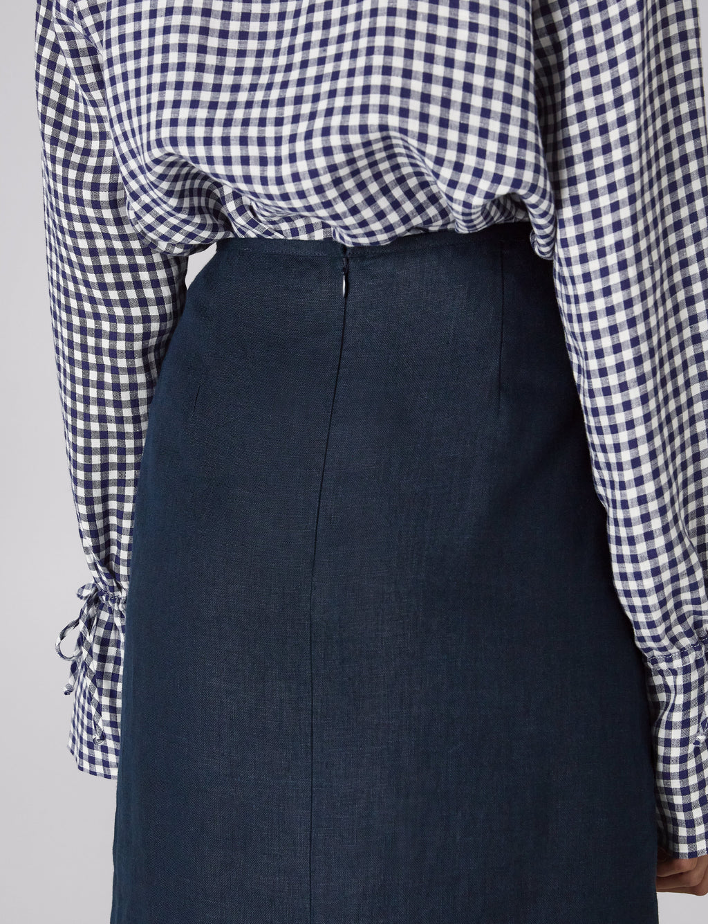 Clara Skirt: Linen, Navy Blue