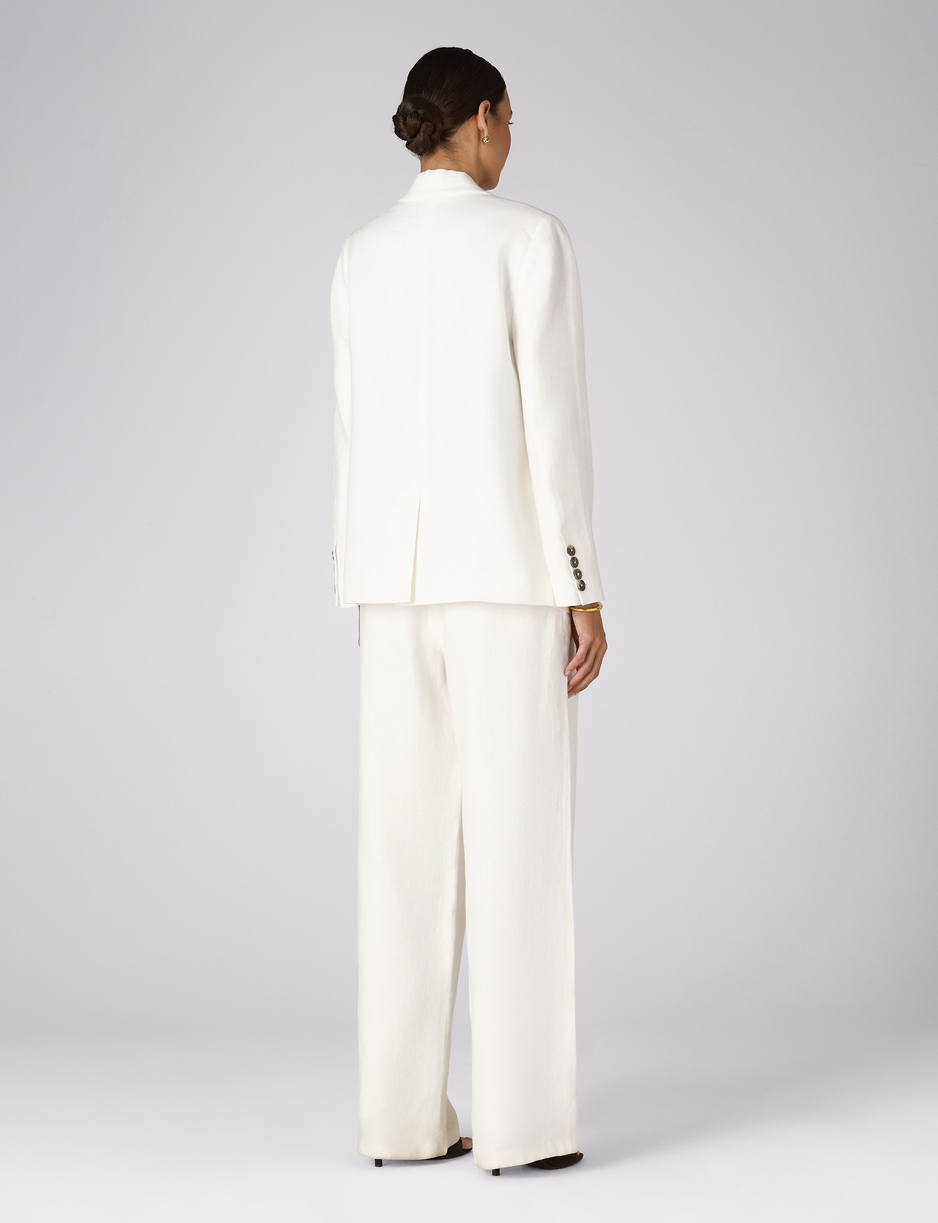 Hutton Blazer: Linen, Ivory