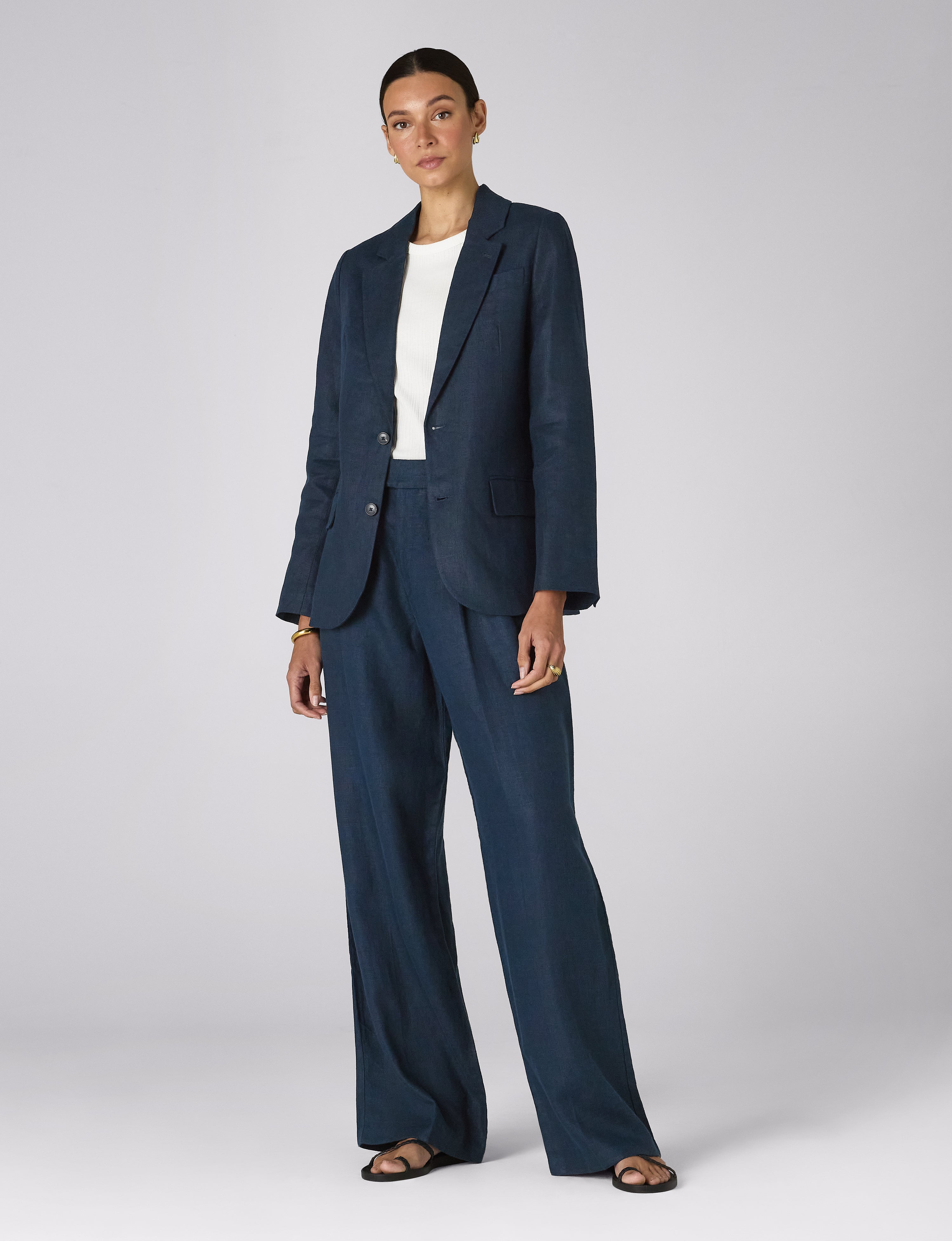 Hutton Blazer: Linen, Navy Blue