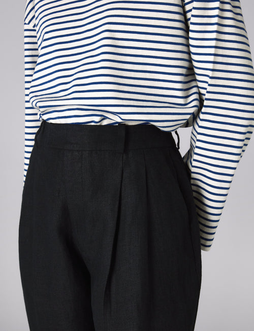 Christy Tapered Trouser: Linen, Black