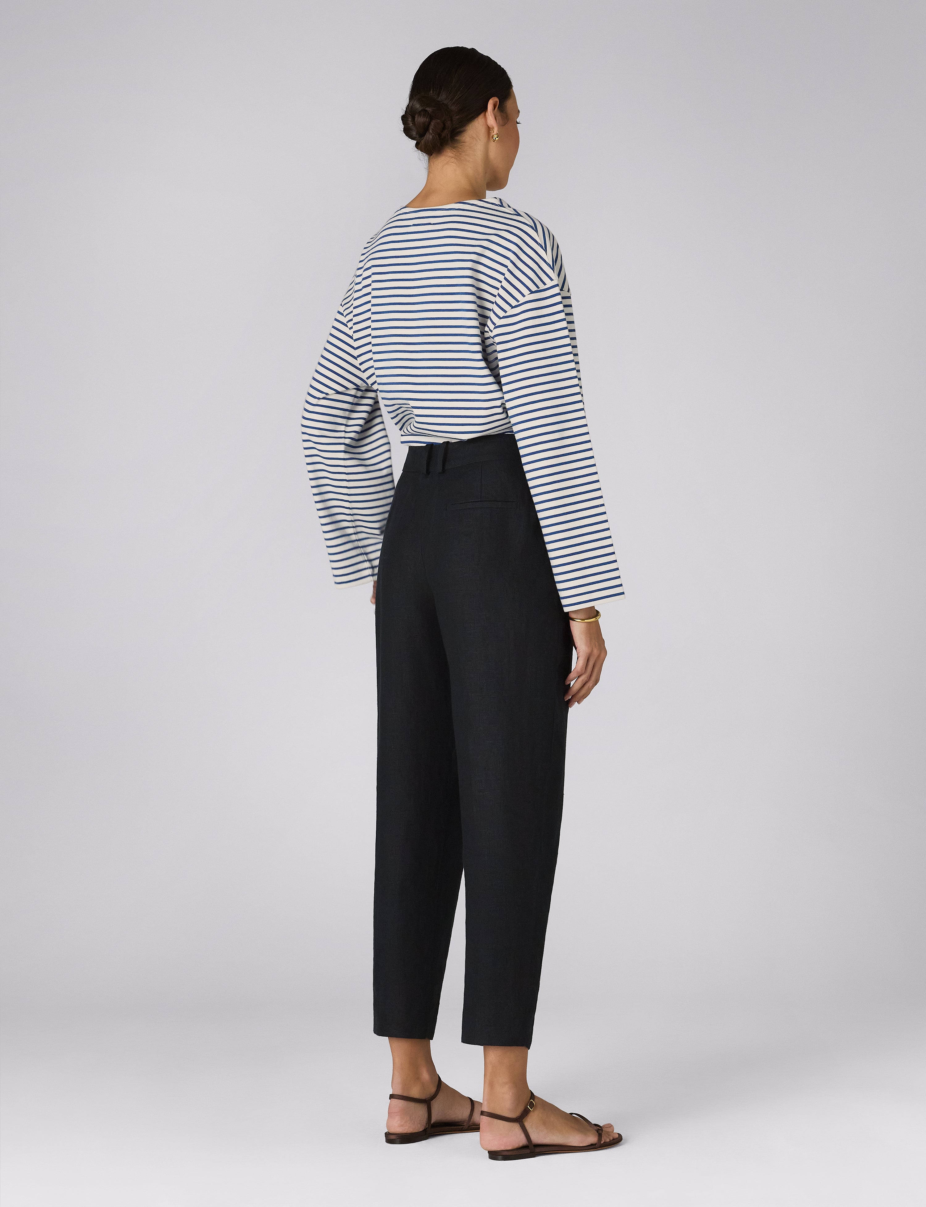 Christy Tapered Trouser: Linen, Black