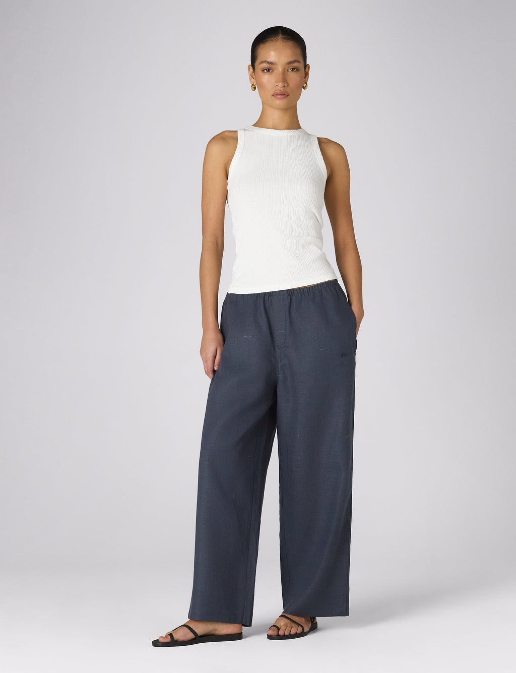 Bay Trouser: Hemp, Navy Blue
