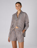 The Set: TENCEL™ Lyocell Mocha Multi Stripe Shirt & Boxer