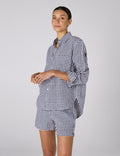 The Set: Linen Navy Blue Gingham Shirt & Boxer