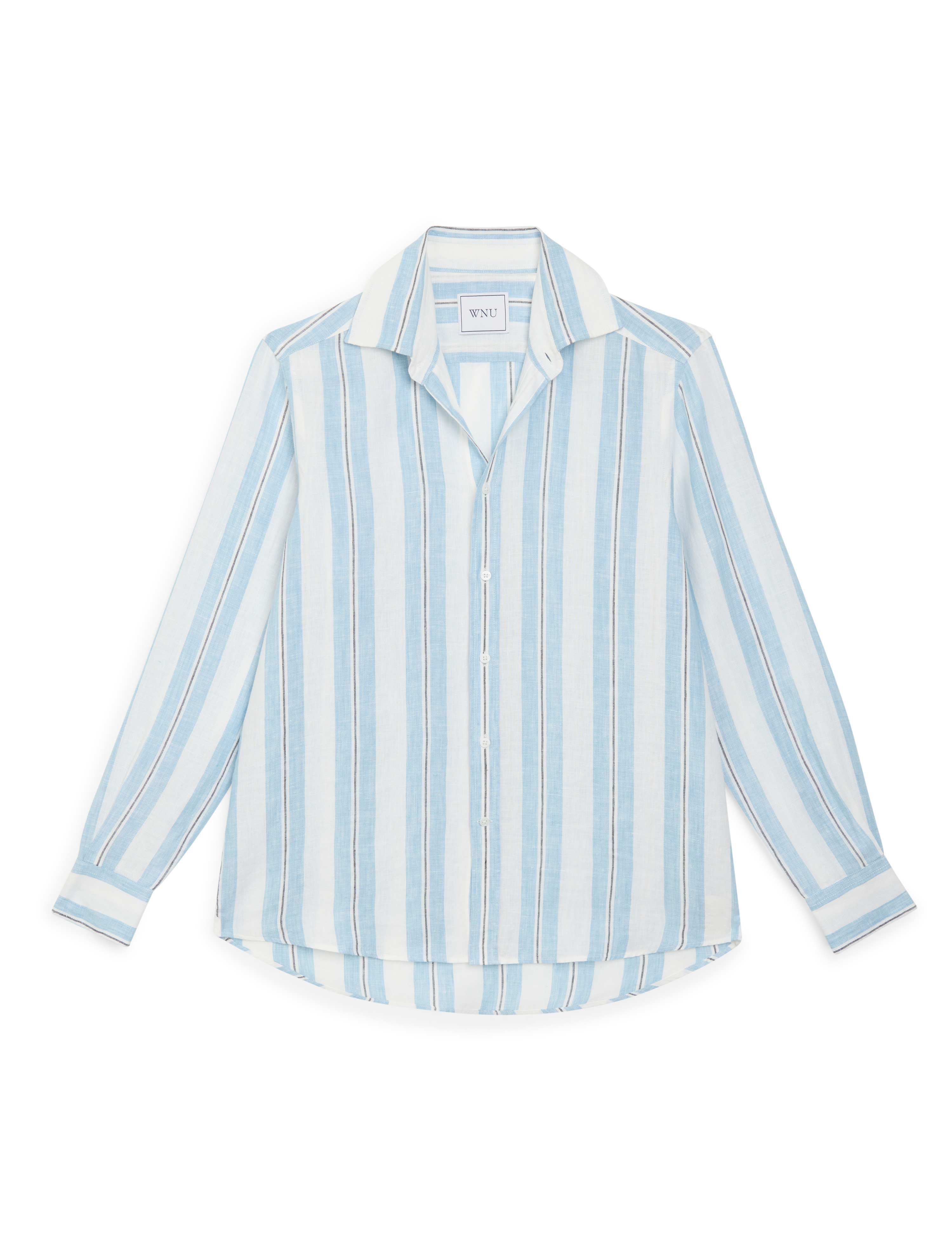The Boyfriend: Linen, Cornflower Blue Stripe