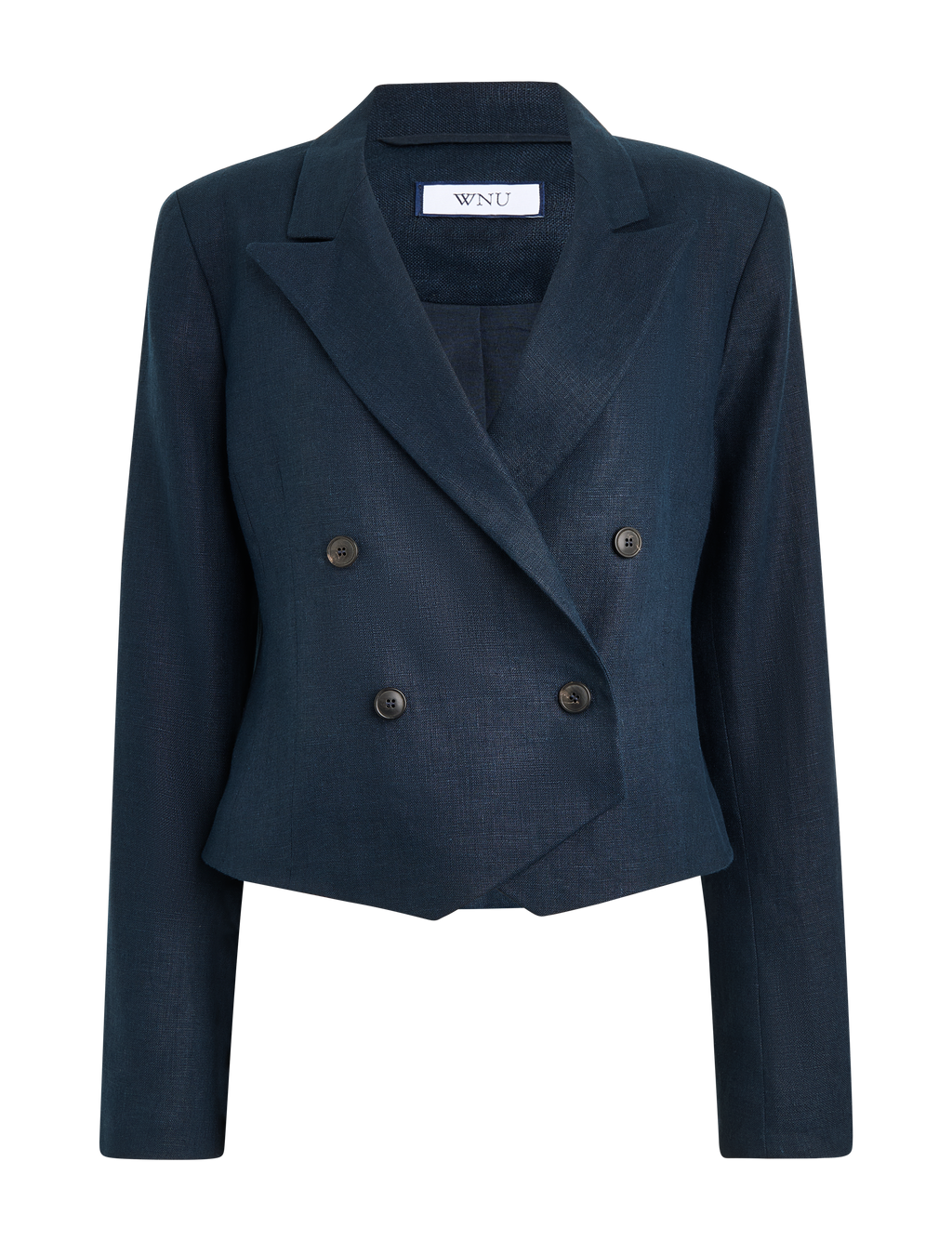 Belgravia Cropped Blazer: Linen, Navy Blue