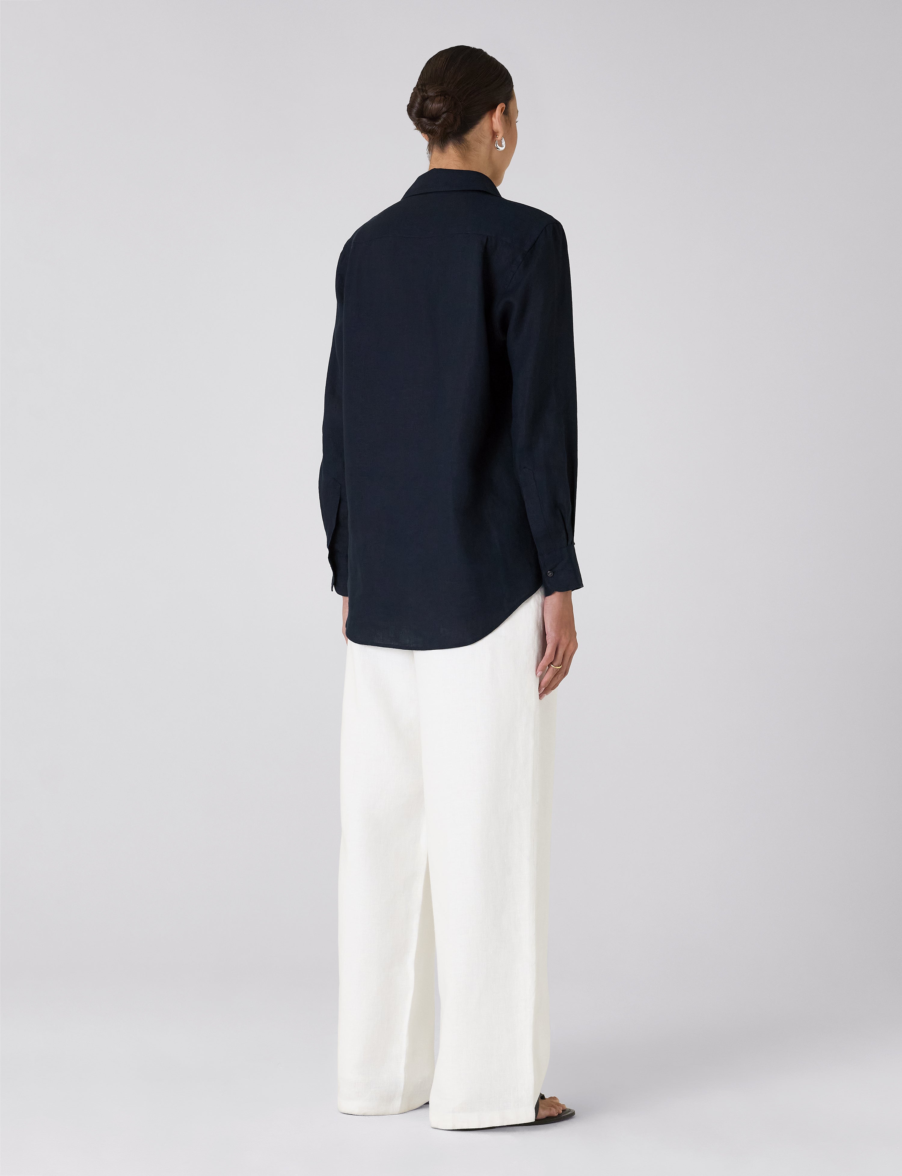The Boyfriend: Linen, Navy Blue