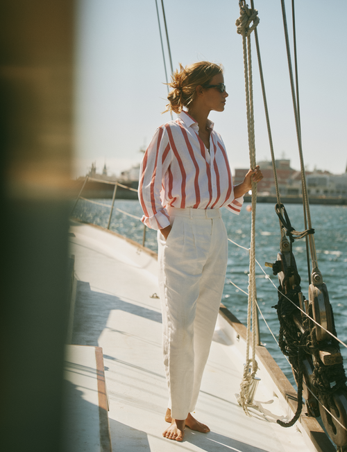 Christy Tapered Trouser: Linen, Ivory