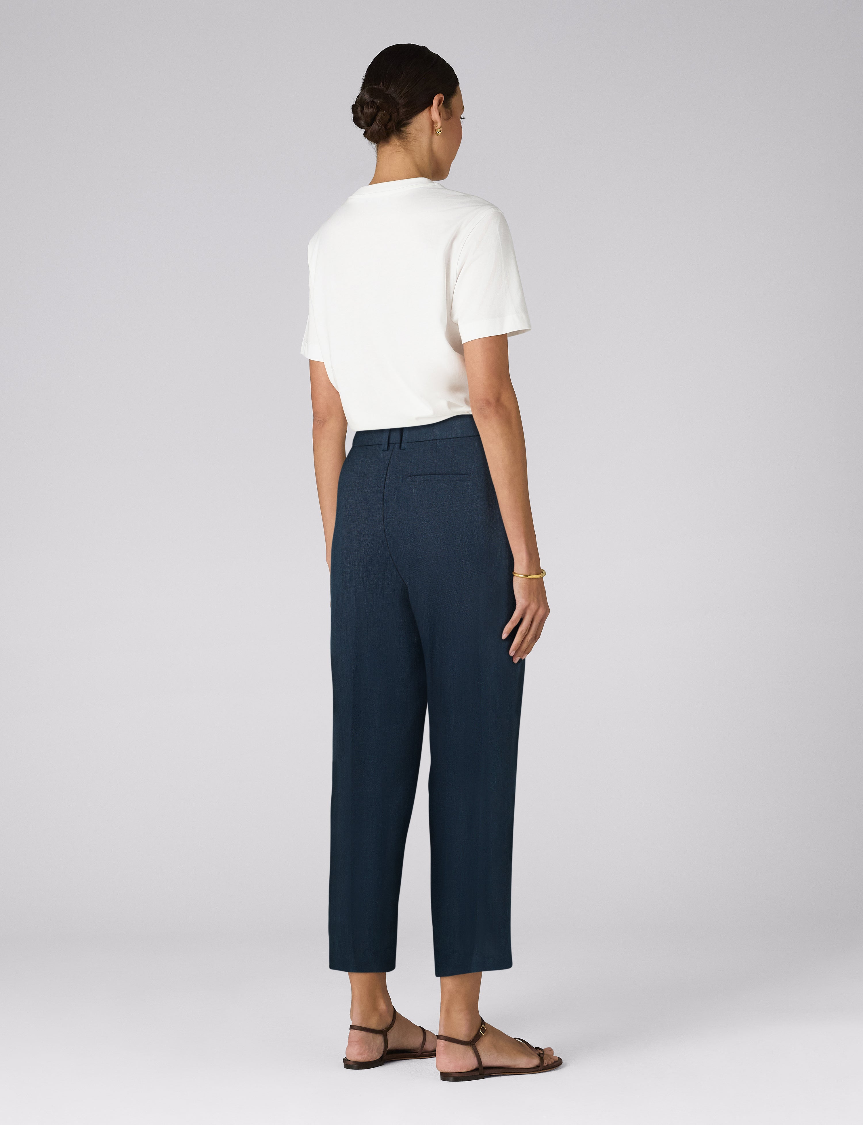 Regent Cigarette Trouser: Linen, Navy Blue